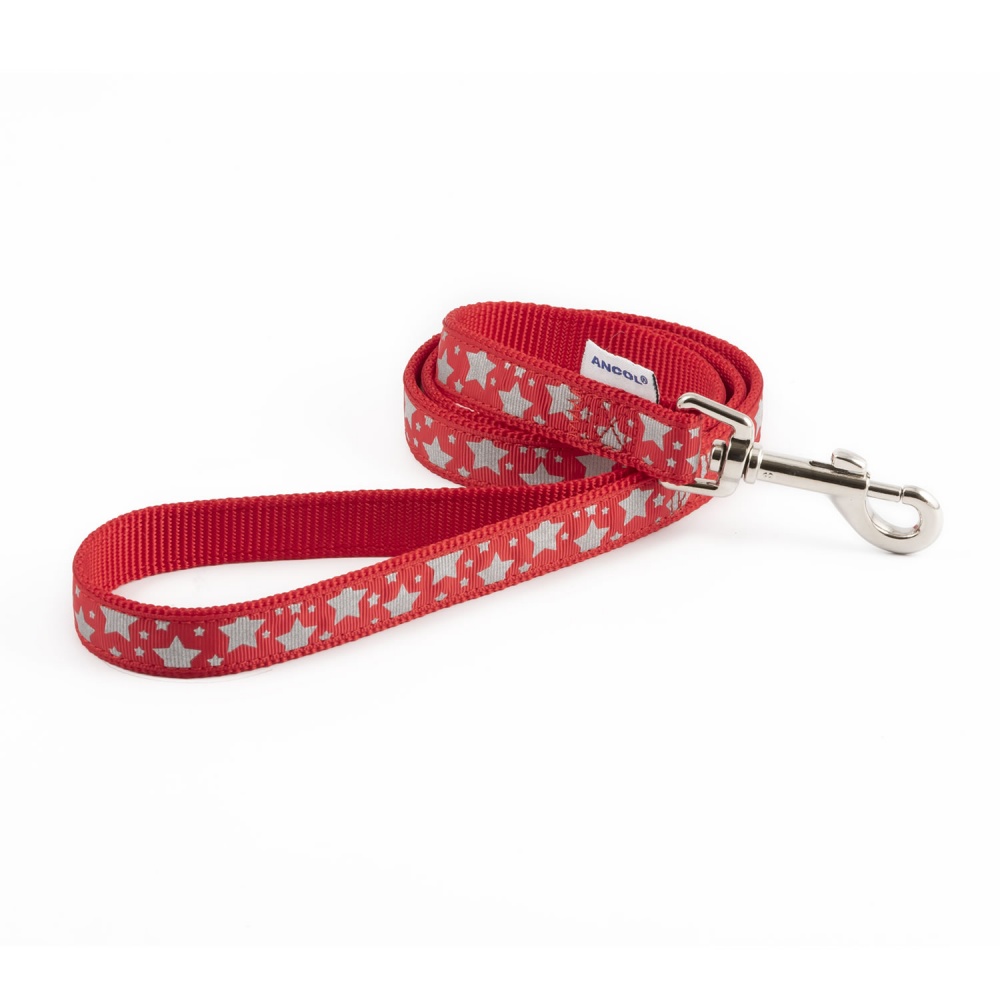 Ancol Patterned Collection Lead Reflective Star Red