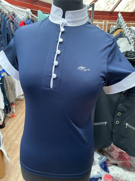 Anna Scarpati Futa Ladies Short Sleeved Blue Show Shirt Size 40 UK 14 only