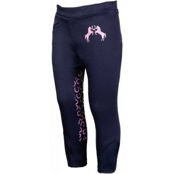 HKM  Girls Riding breeches -Pink Pony- silicone knee patch