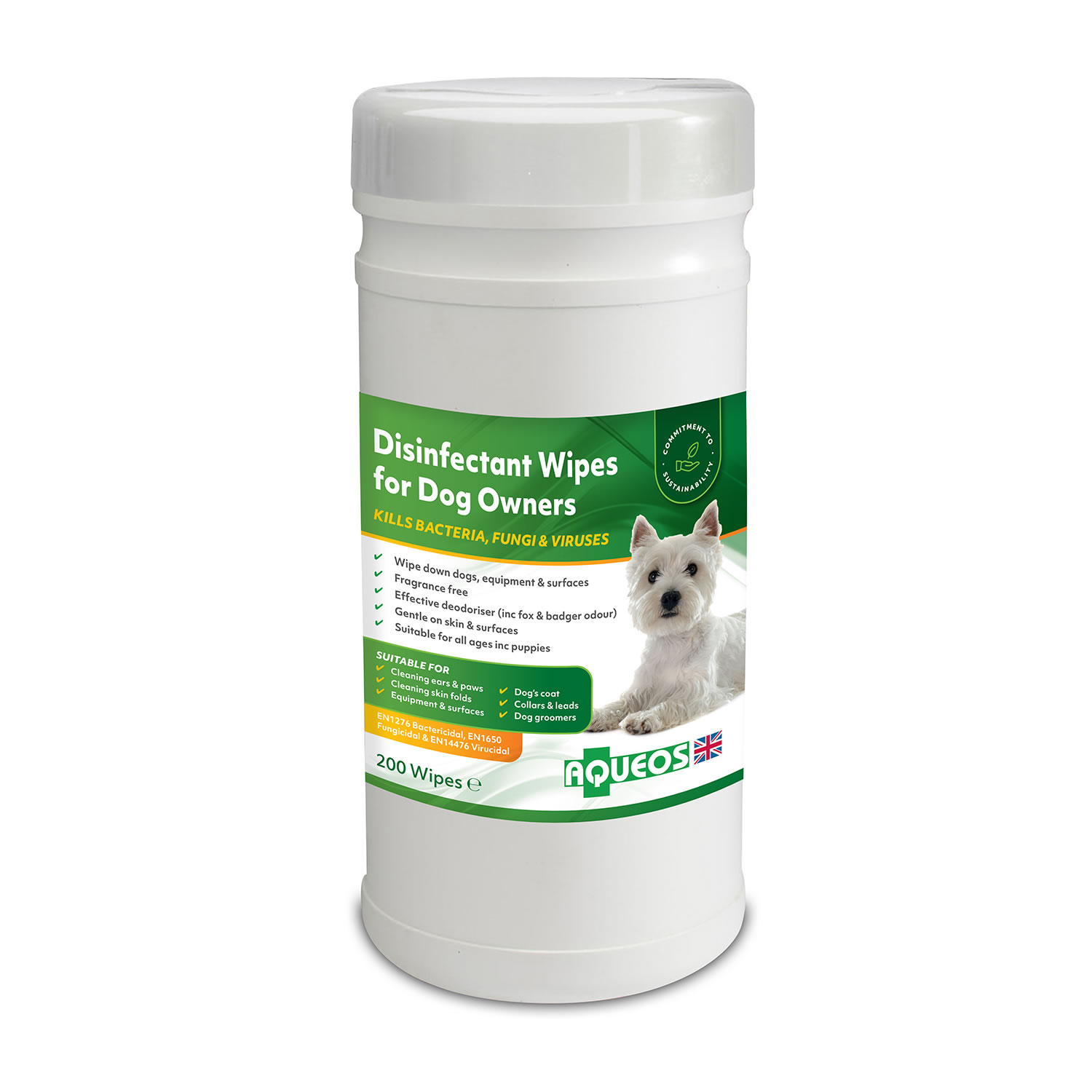 Aqueos Disinfectant Wipes for Dog Owners 200 Wipes